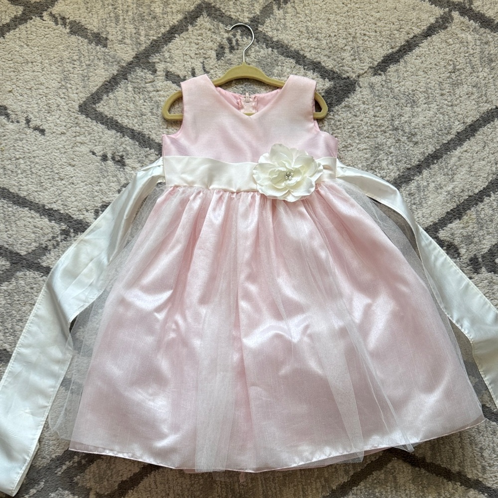Elegant Pink and White Kids Formal Dress
